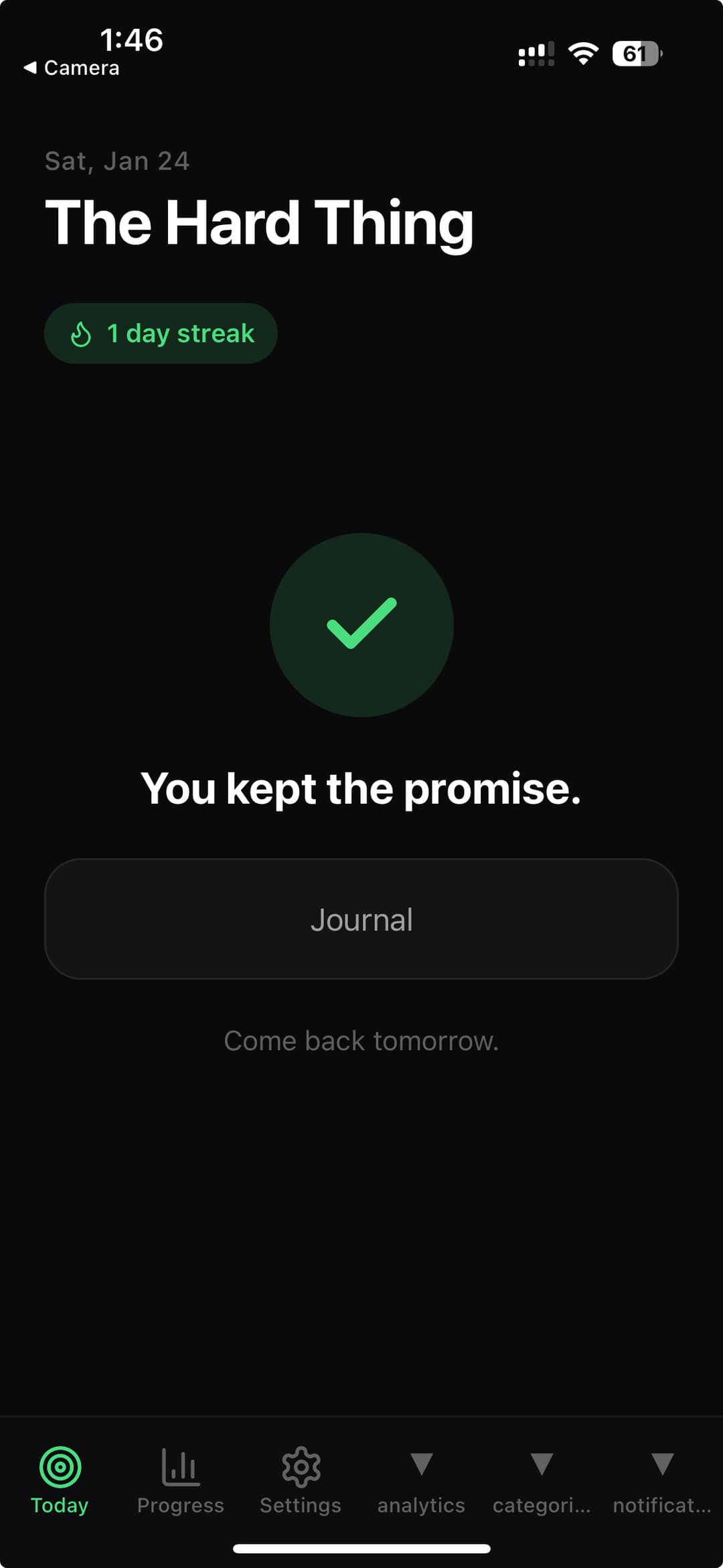 One Hard Thing app screenshot