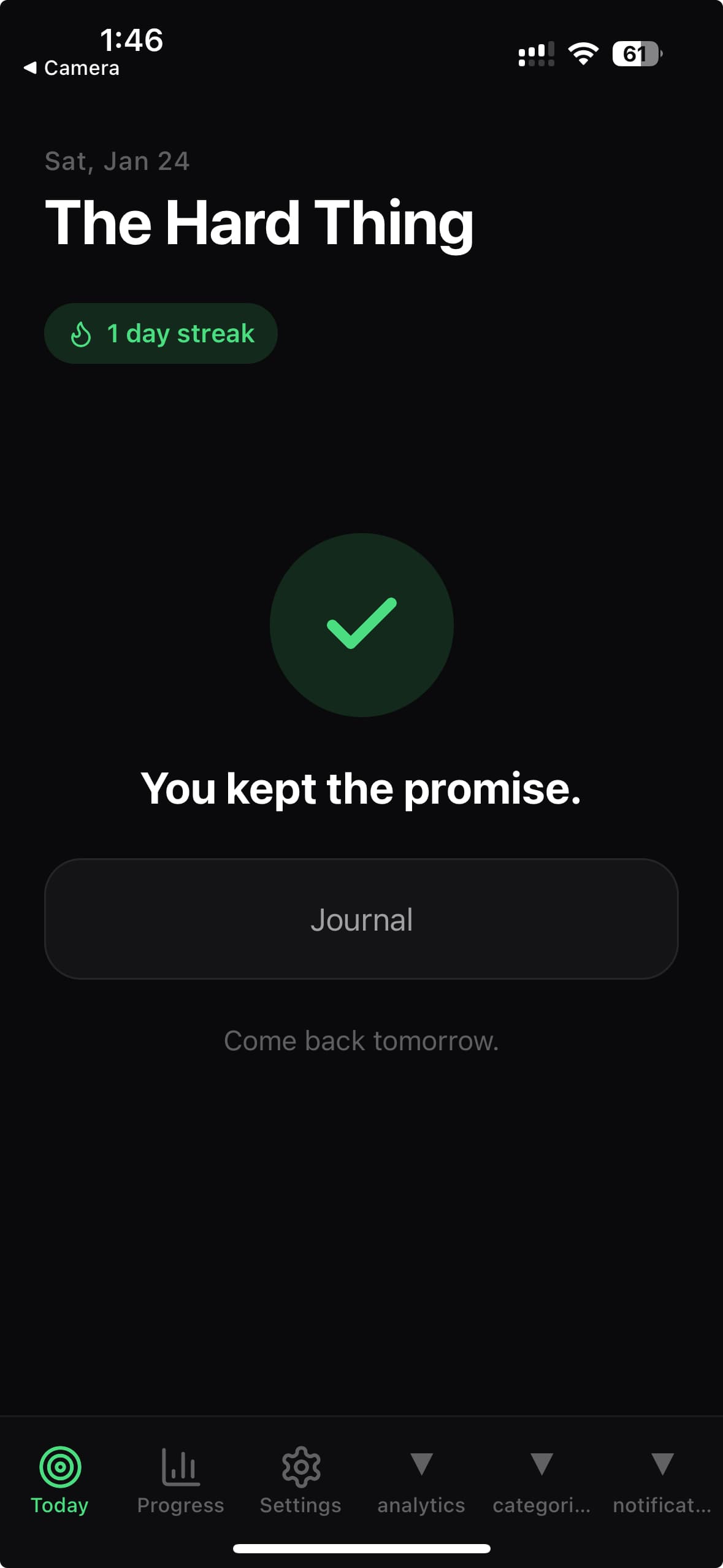 One Hard Thing app screenshot